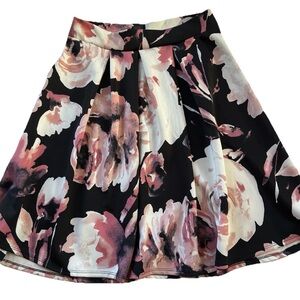 See You Monday Black/Pink Floral Midi Flowy Skater Skirt-XL Whimsigoth Fairycore